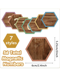 56 Números Magnéticos de Madera Chiazllta para Pizarra 6x5.3cm 2