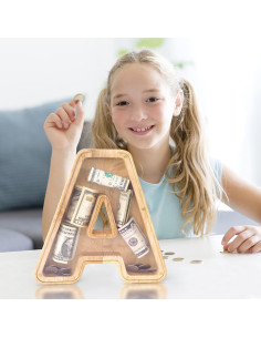 Banco de Ahorro Personalizado de Madera WOOD CITY Letra A 23 cm 2