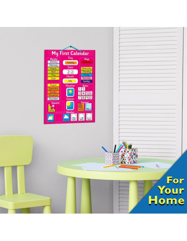 Calendario Magnético Rosa para Niños 40x32 cm - Aprendizaje Divertido