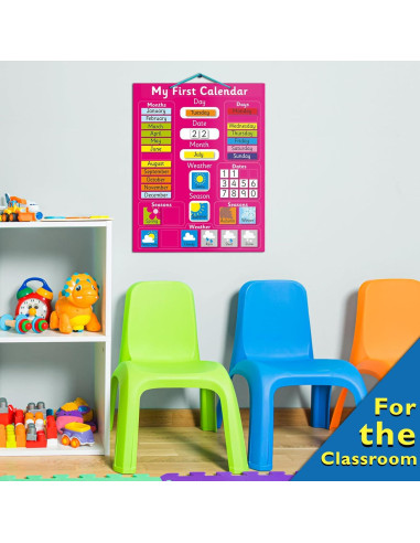 Calendario Magnético Rosa para Niños 40x32 cm - Aprendizaje Divertido