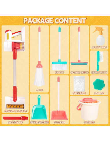 Juego de Limpieza Infantil GKKBSJ con Aspiradora y Escoba