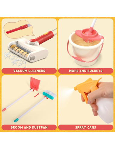Juego de Limpieza Infantil GKKBSJ con Aspiradora y Escoba
