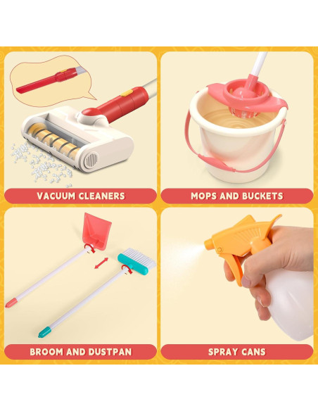 Juego de Limpieza Infantil GKKBSJ con Aspiradora y Escoba
