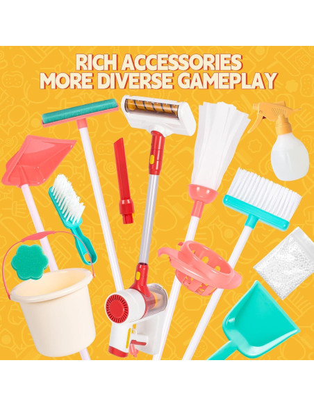Juego de Limpieza Infantil GKKBSJ con Aspiradora y Escoba