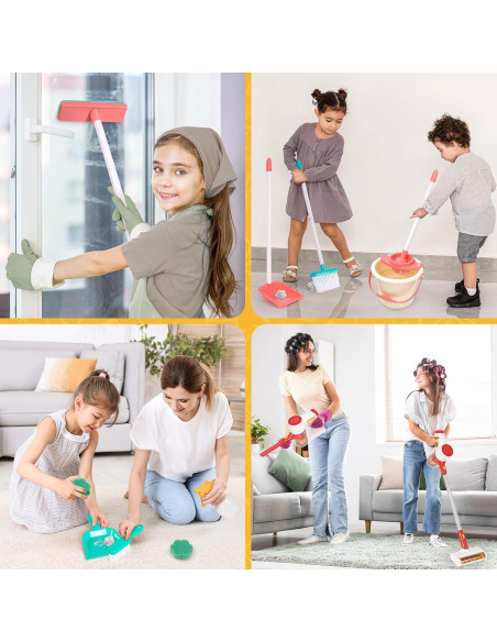 Juego de Limpieza Infantil GKKBSJ con Aspiradora y Escoba