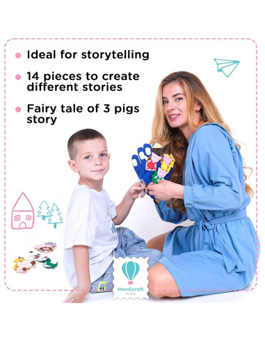 Juego de 14 Marionetas de Mano Handicraft para Niños