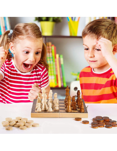 Juego de Ajedrez Clásico 56 Piezas de Madera Skylety