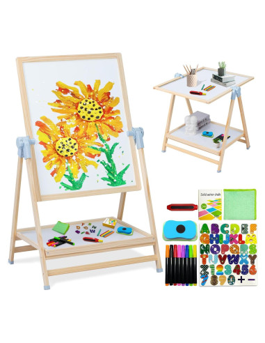 Caballete de Doble Cara Weudear para Niños 4 en 1 Ajustable