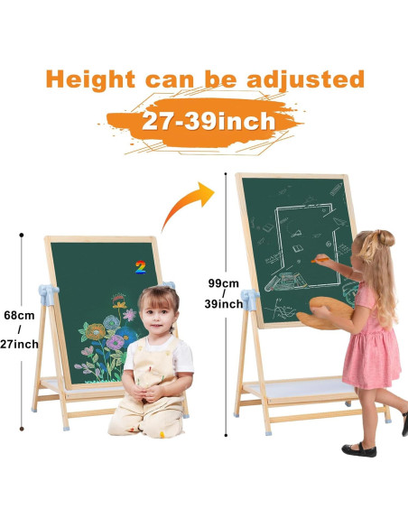 Caballete de Doble Cara Weudear para Niños 4 en 1 Ajustable