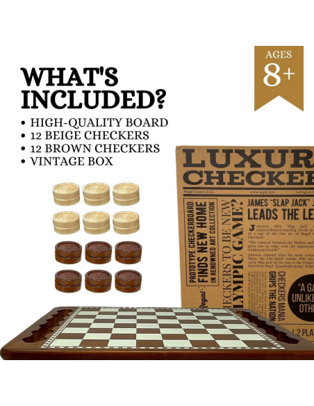 Juego de Damas de Madera Regal Games 24 Piezas 39.37x31.75 cm