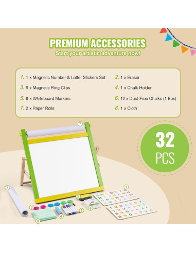 Caballete de Arte Infantil CooFel Doble Cara Pizarra Magnética