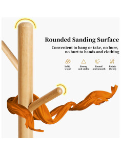 Perchero de Madera Aibiju Ajustable 180 cm 8 Ganchos Natural 2