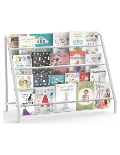 Estantería de Libros para Niños 4 Niveles Metal Blanca