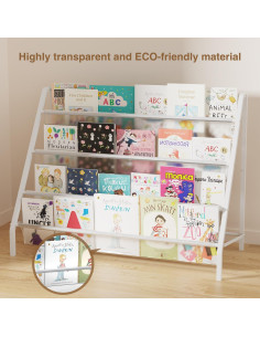 Estantería de Libros para Niños 4 Niveles Metal Blanca 2