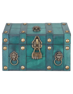 Caja de Almacenamiento de Madera Diydeg con Cerradura Verde 18x17x24cm