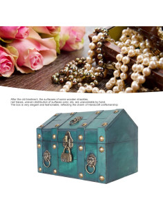 Caja de Almacenamiento de Madera Diydeg con Cerradura Verde 18x17x24cm 2