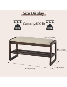 Banco para Zapatos Achicsofar con Cojín 80 cm Beige 2