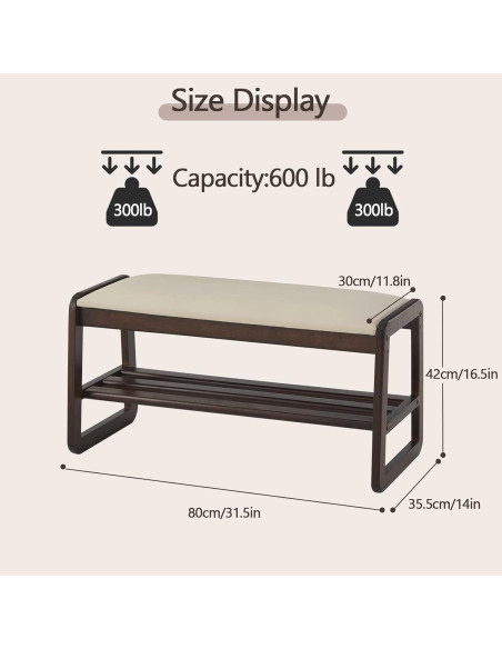 Banco para Zapatos Achicsofar con Cojín 80 cm Beige