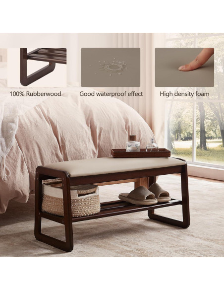 Banco para Zapatos Achicsofar con Cojín 80 cm Beige