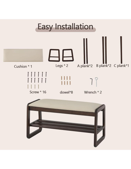 Banco para Zapatos Achicsofar con Cojín 80 cm Beige