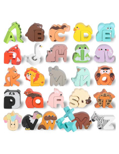 Juego de Puzzles del Alfabeto Animal de Madera Lasoba - 26 Bloques