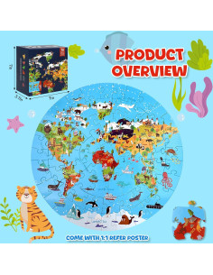 Rompecabezas Redondo Mapa Mundial 70 Piezas NANXJIUR 2