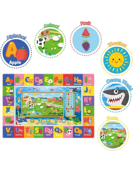 Alfombra de Juego Educativa AKASISRUG 200x150 cm Antideslizante