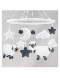 Móvil de Cuna de Oveja Escocesa para Bebés - Gris