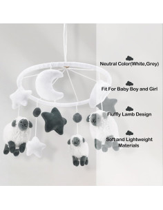 Móvil de Cuna de Oveja Escocesa para Bebés - Gris 2