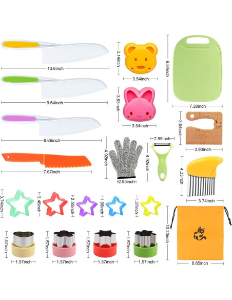 Juego de cuchillos de cocina para niños ZIJUND 22 piezas