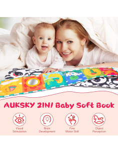 2Pack Libros Suaves AUKSKY para Bebés 0-12 Meses Estimulación Visual 2