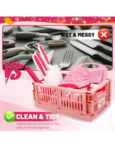 Juego de cuchillos para niños AquaArcc 15 piezas rosa con delantal