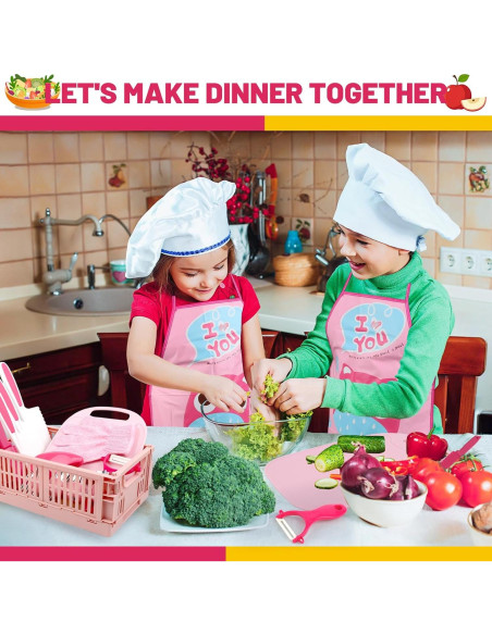 Juego de cuchillos para niños AquaArcc 15 piezas rosa con delantal Juego de cuchillos para niños AquaArcc 15 piezas rosa con delantal
