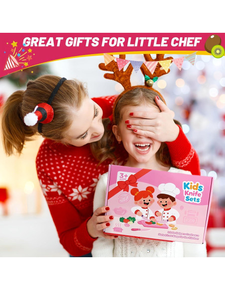 Juego de cuchillos para niños AquaArcc 15 piezas rosa con delantal Juego de cuchillos para niños AquaArcc 15 piezas rosa con delantal