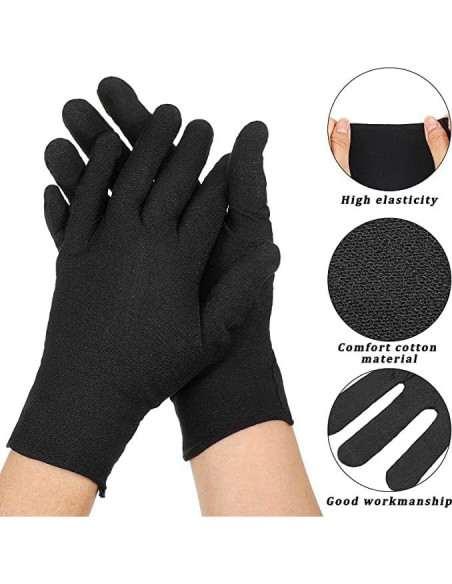 Guantes de Algodón Premium Rirsoasy - 5 Pares Tamaño Grande Negro