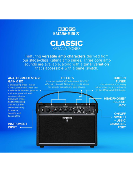 Amplificador BOSS Katana-Mini X 10W Bluetooth para guitarra