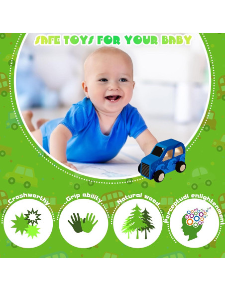 Chivao 24 Piezas Juguetes de Auto de Madera DIY Pintables Chivao 24 Piezas Juguetes de Auto de Madera DIY Pintables