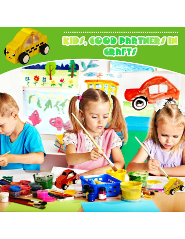 Chivao 24 Piezas Juguetes de Auto de Madera DIY Pintables