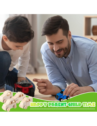 Chivao 24 Piezas Juguetes de Auto de Madera DIY Pintables