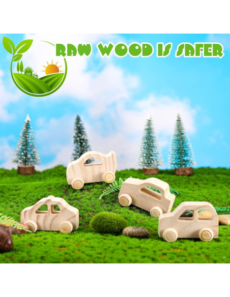 Chivao 24 Piezas Juguetes de Auto de Madera DIY Pintables Chivao 24 Piezas Juguetes de Auto de Madera DIY Pintables