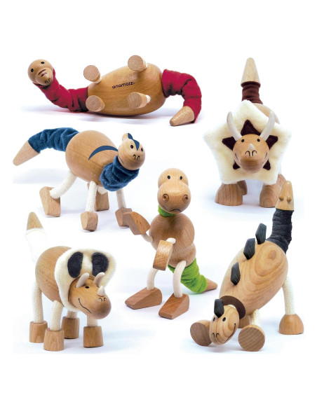 Juguetes de Madera Anamalz Dinosaurios Posables Set de 6