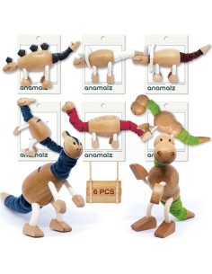 Juguetes de Madera Anamalz Dinosaurios Posables Set de 6 2
