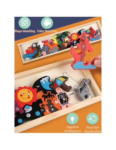 Rompecabezas Jumbo de Animales A-Z Happyramid - Madera Educativa