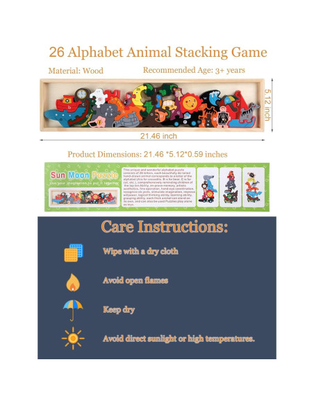 Rompecabezas Jumbo de Animales A-Z Happyramid - Madera Educativa