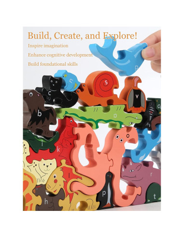 Rompecabezas Jumbo de Animales A-Z Happyramid - Madera Educativa