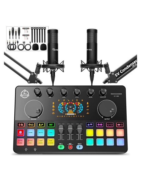 Paquete de Podcast para 2 con Mezclador DJ COMMANDER M100
