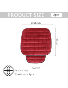 Cojines de Asiento de Coche Carleef 2 Piezas Felpa Rojo 2