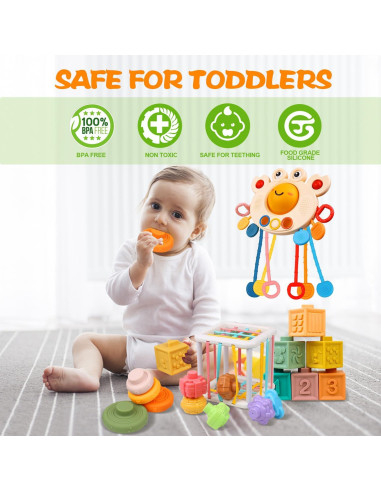 Juguetes Montessori OUWANCH 4 en 1 para Bebés 6-12 Meses