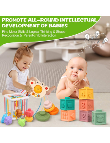 Juguetes Montessori OUWANCH 4 en 1 para Bebés 6-12 Meses