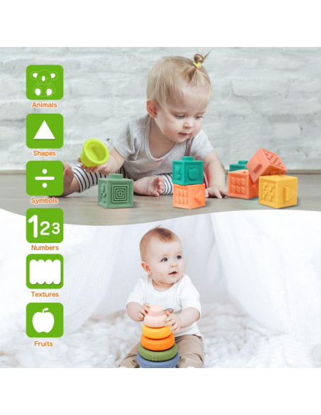 Juguetes Montessori OUWANCH 4 en 1 para Bebés 6-12 Meses